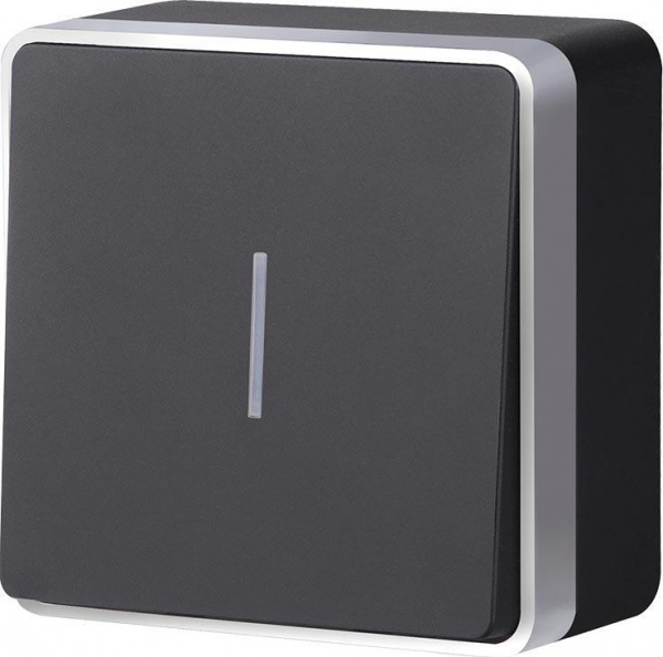 Выключатель Черный с серебром 1кл с индик. ОУ Gallant Werkel