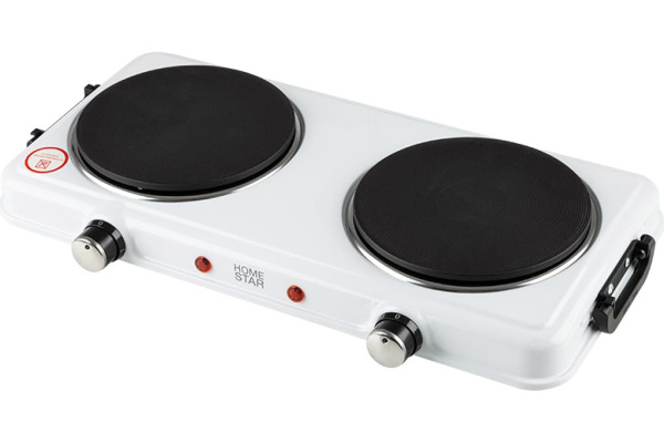 Электроплитка HOMESTAR HS-1110, 2 конфорки, диск, 1кВт+1кВт, белая