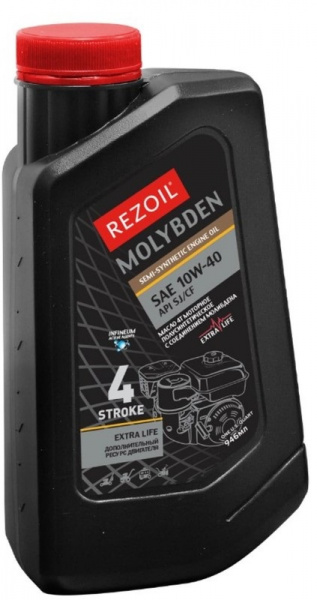Присадка REZOIL MOLYBDEN 4-т. п/синт., молибден, SAE 10W-40 API SJ/CF 0,946л с эфф. восст-я (12шт/ко