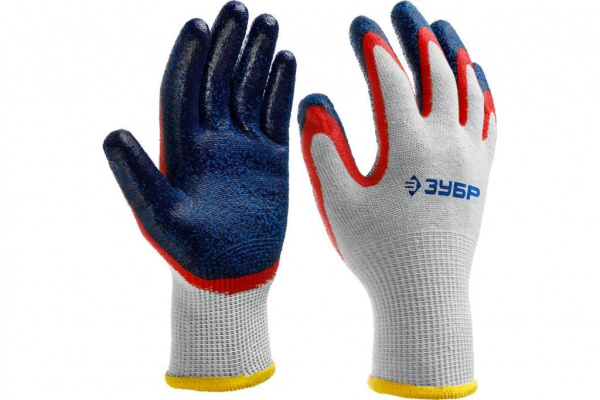 Перчатки ЗУБР ЗАХВАТ-2 с двойным текстурированным нитриловым обливом, размер L-XL