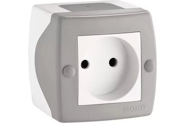 Розетка MONO OCTANS 1ОП 10А б/з сер/бел 104-020006-116