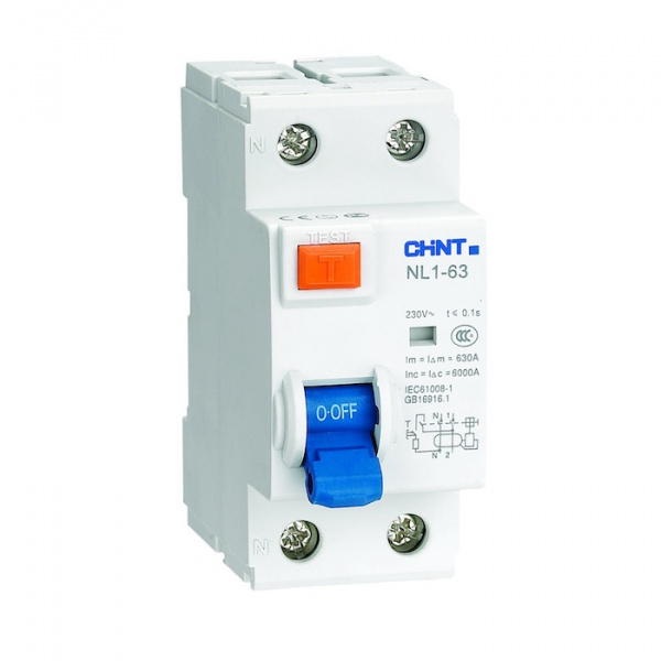 Устройство защитного отключения NL1-63 2P 63A 100mA 6kA тип AC (DB) (R) 200217 Chint