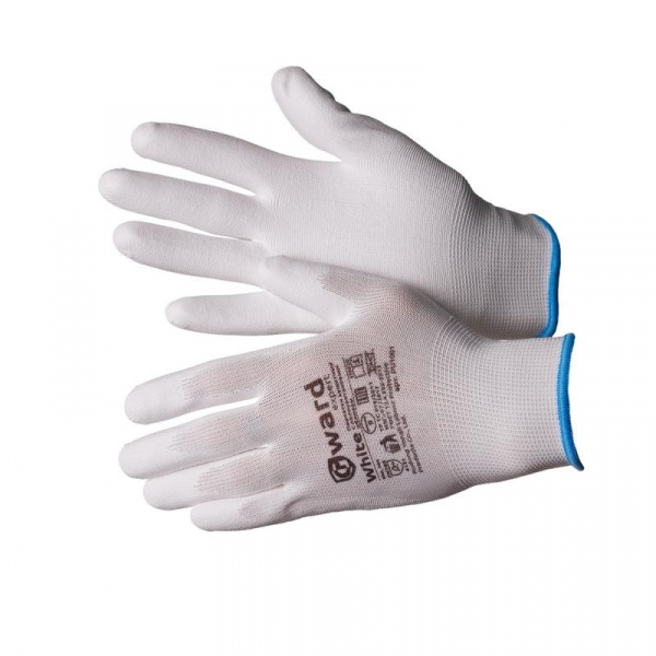 Перчатки нейлоновые белого цвета с полиуретановым покрытием 12/240 (размер 9) GWARD 