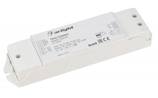 Диммер SMART-DIM105 (12-48V, 15A, TRIAC) (ARL, IP20 Пластик, 5 лет) Arlight