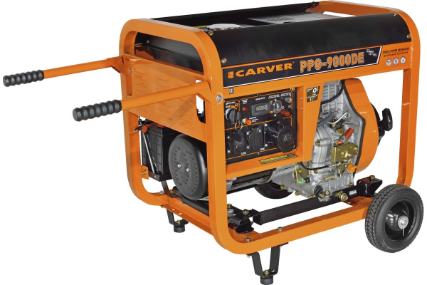 Электростанция CARVER дизель PPG-9000DE (220В/2х16A+1х32A,7/7.5кВт, LT-192FA, 10.9л/с, эл.старт) 120кг (01.020.00024)