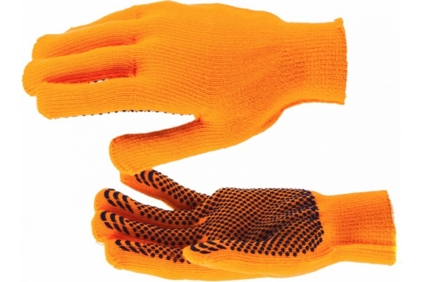 Перчатки трикотажные полиакрилонитрильные плюшевые, ПВХ "точка", 10 класс, 58 г, Россия