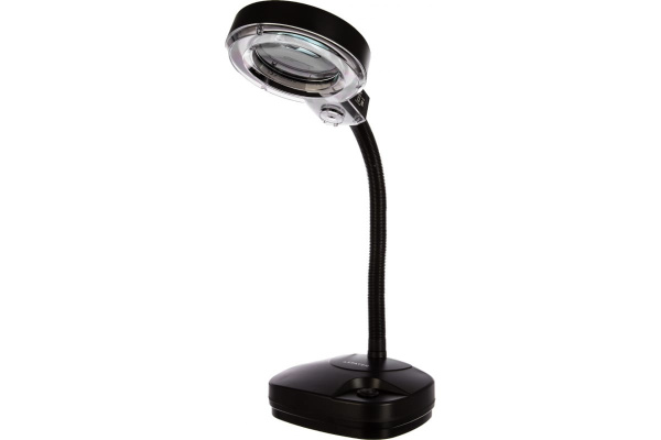 Лупа STAYER "PROFESSIONAL" с подсветкой на гибком штативе, 3-х/8-и кратная, питание от сети 220В