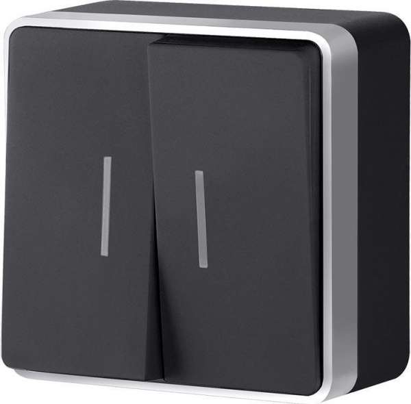 Выключатель Черный с серебром 2кл с индик. ОУ Gallant Werkel