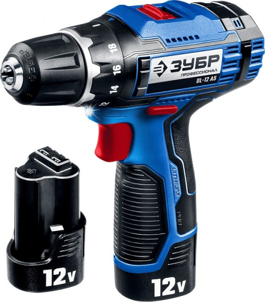 Дрель-шуруповерт ЗУБР Профессионал DL-12, 2 АКБ, в кейсе