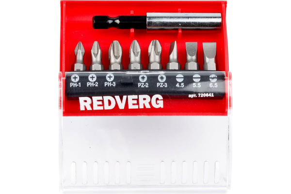 Набор бит Redverg (9 предметов PH1/PH2/PH3/PZ2/PZ3/SL0,6x4,5/SL0,8x5,5/SL1,2x6,5х25мм)
