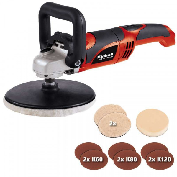 Машина полировальная Einhell CC-PO 1100/1 E,180мм, 1100Вт, 1000-3500/мин, набор кругов, кейс
