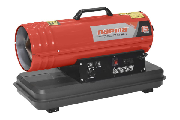 Пушка тепловая дизельная ПАРМА ТПДК-01-15 (Пр.нагр,15кВт,588м3/ч,1.2л/ч,бак 18л,220В/175Вт,термостат)15кг