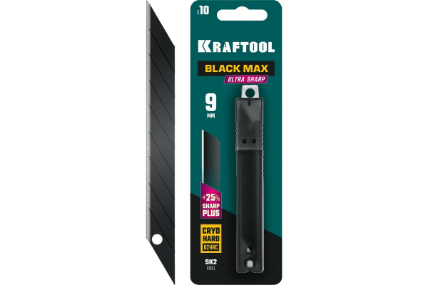 Лезвия сегментированные KRAFTOOL BLACK MAX 9 мм, 9 сегментов, 10 шт