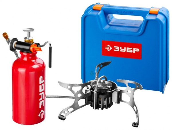 Горелка ЗУБР "ЭКСПЕРТ" туристическая мультитопливная, бензин или газ, в кейсе