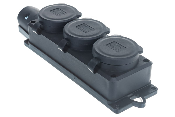 Колодка 3-ая с загл. каучук 2P+E 16А IP44 "КОМПАКТ" UNIVersal