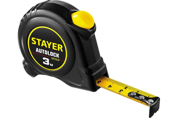 Рулетка 3м x 16мм пластиковый корпус с автостопом АutoLock STAYER