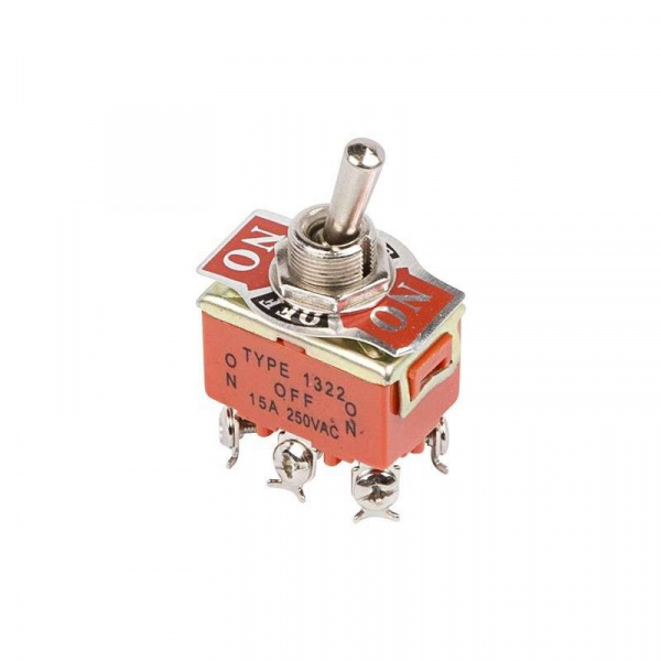 Тумблер двухполюсный 250V 15A (6c) ON-OFF-ON KN-203 Rexant