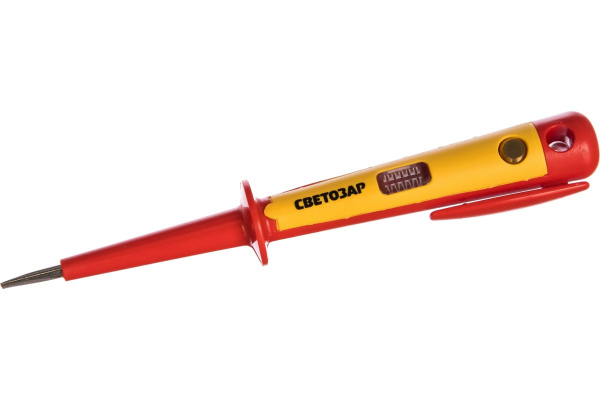 Пробник СВЕТОЗАР электрический, цельнолитой пластмассовый корпус, на карточке, 100-250В