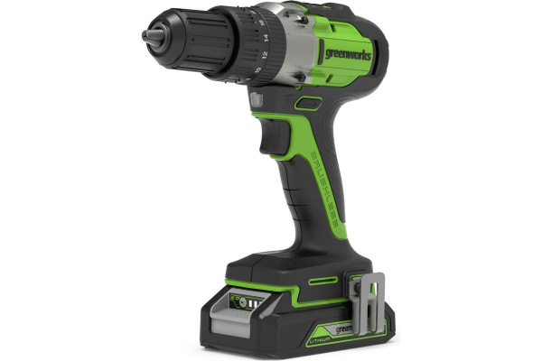 Дрель-шуруповерт аккумуляторная Greenworks GD24DD60K2, 24V, c 1хАКБ 2 Ач и ЗУ в кейсе