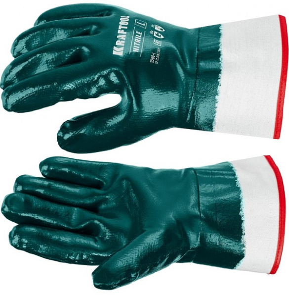 Перчатки KRAFTOOL HYKRAFT L(9), нитриловое покрытие, макс. защита от нефтепродуктов, износостойкие