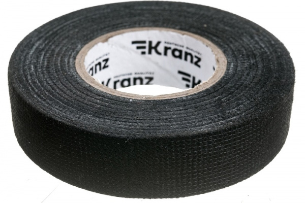 Изолента черная автомобильная KRANZ флис, 0.3х19 мм, 15 м