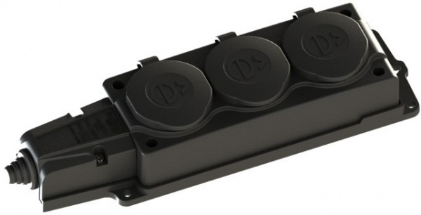 Колодка черная на 3 поста 2К+З каучуковая 16А/250В IP44 MultiSet Systeme Electric