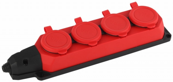Колодка каучуковая 4П с/з с заглушками IP44 красная K-4e-RED ЭРА