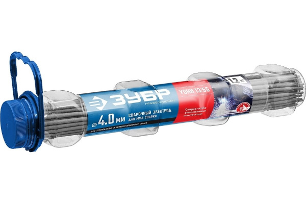 Электроды ЗУБР Профессионал УОНИ 13/55 с основным покрытием 4,0х350мм, 1,2кг, в ПВХ тубе