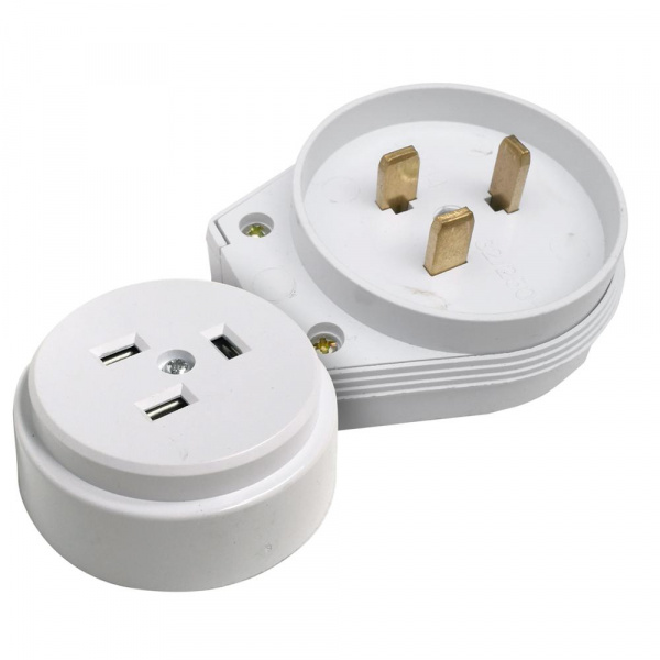 Разъем РШ-ВШ 32А 250В 2P+PE (ОУ) белый УХЛ4 PLEXUP ECS11-32-03-20