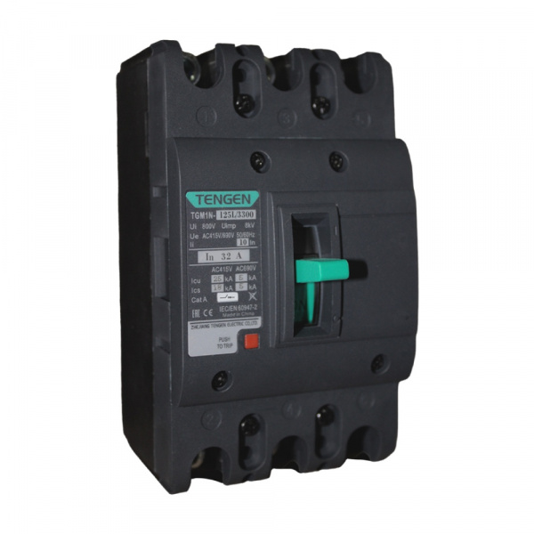 Выключатель автоматический TGM1N-250L/3300, 3P, 125A, 415VAC, 35kA, Ii=10In, тип TМ Tengen