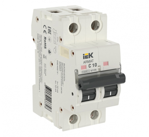 Выключатель автоматический двухполюсный M10N ARMAT C 10А IEK
