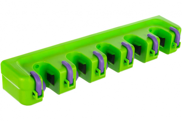 Пластиковый настенный держатель для садово-огородного инструмента, 5 ячеек, 6 крюков// Palisad