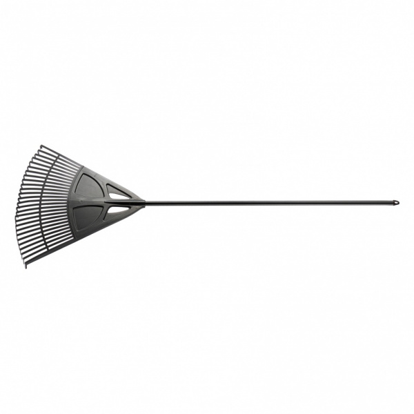 Грабли веерные пластиковые, 620х1750 мм, 27 плоских зубьев, алюминиевый черенок, Россия// Palisad