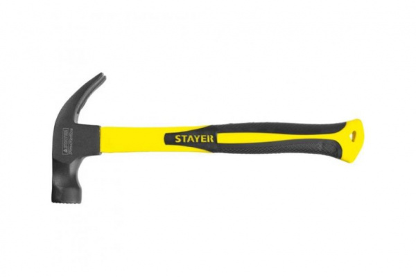Молоток-гвоздодёр столярный STAYER Fiberglass-M 450г c фиберглассовой рукояткой
