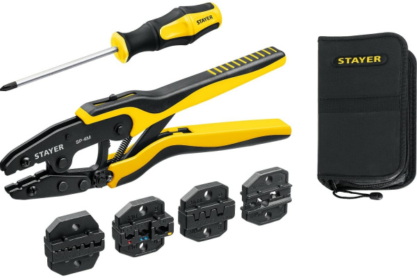 Набор пресс-клещи STAYER Professional SP-4M, 4 матрицы, в сумке-чехле