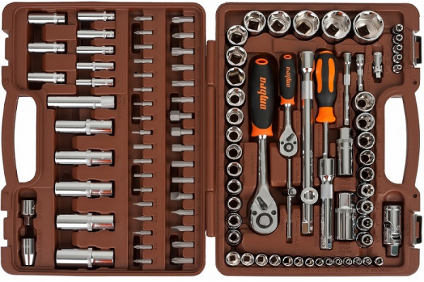 Набор инструментов OMBRA 108пр 1/4",3/8",1/2" 4-32мм 6-гран./Е-тип пластик кейс