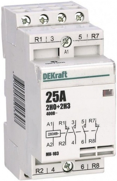 Контактор модульный 2НО+2НЗ 25А 230В МК-103 DEKraft