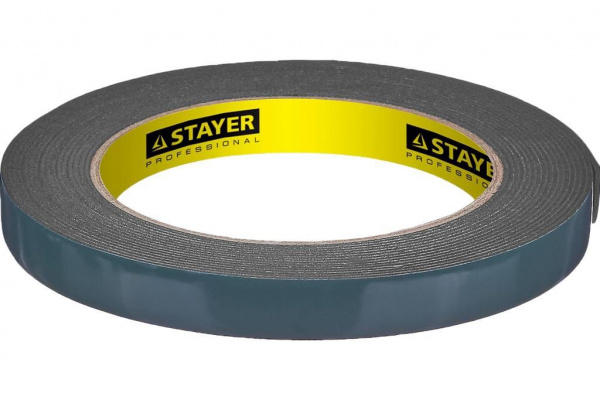 Двухсторонняя клейкая лента на вспененной основе, STAYER Professional 12233-12-05, черная, 12мм х 5м