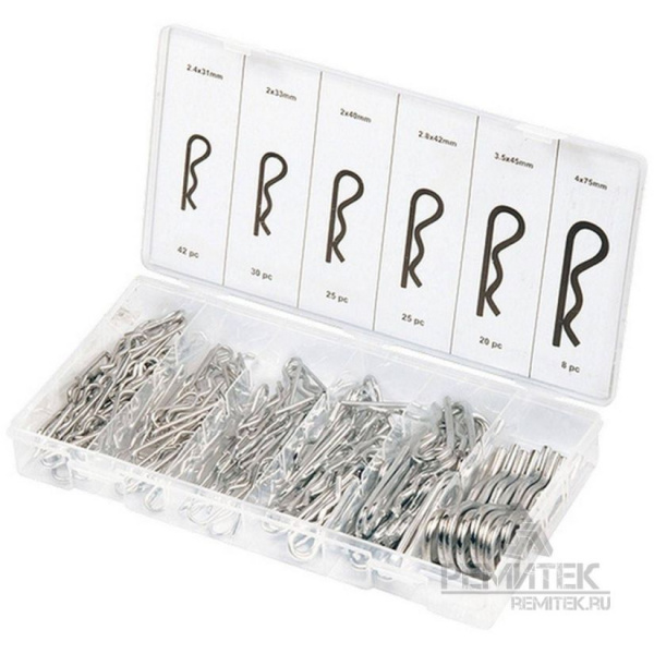 Набор шплинтов S головки с фиксацией 150 предметов Сибртех