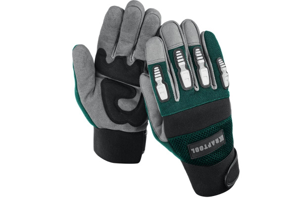 Перчатки комбинированные KRAFTOOL EXTREM, L, для тяжелых мех. работ, антивибрационные, с резиновыми накладками,