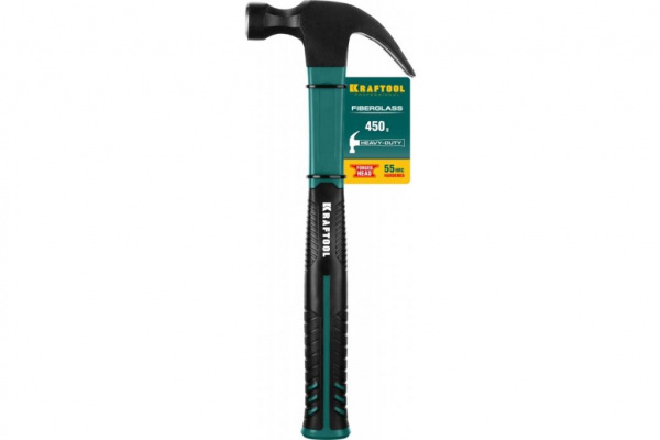 Молоток-гвоздодер 450г фиберглассовая рукоятка Fiberglass KRAFTOOL