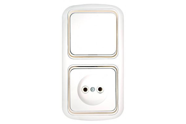 Блок Белый Розетка 1П без з/к 16А + Выключатель 1кл IP20 СУ Bylectrica