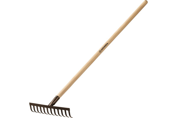 Садовые грабли GRINDA GT-12 WOOD 310 х 80 х 1300 мм 12 прямых зубцов деревянный черенок