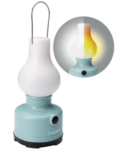 Фонарь кемпинговый КОСМОС (KOC603B) с эффектом живого пламени, 3Вт, 3xAA, ABS-пластик, матовый рассеиватель