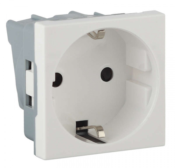 Розетка модульная с з/к и шторками 45х45мм белая (10) Рувинил