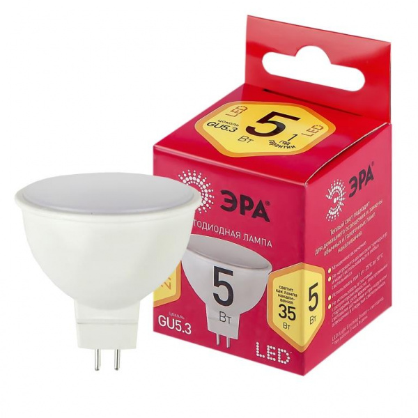 Лампа светодиодная ЭРА LED MR16 5Вт GU5.3 2700К софит 