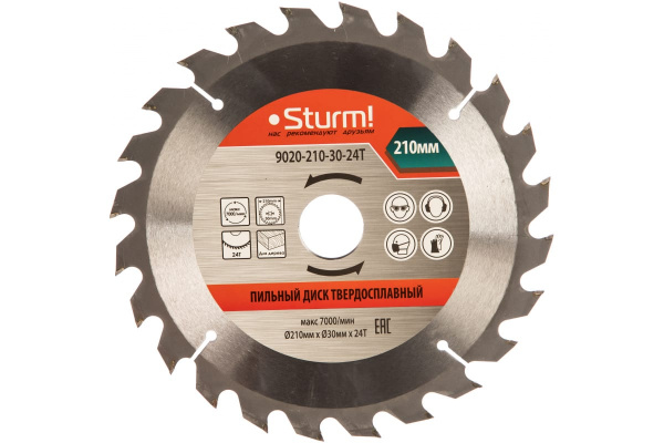Диск пильный по дереву 210x30мм, 24 зуба Sturm! 9020-210x30x24T