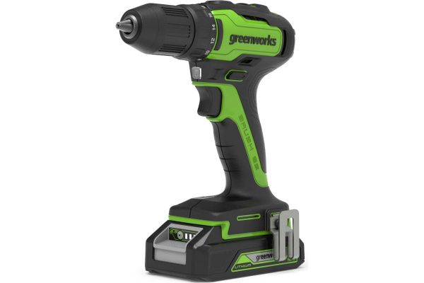 Дрель-шуруповерт аккумуляторная Greenworks GD24DD35K2, 24V, c 1хАКБ 2 Ач и ЗУ в кейсе