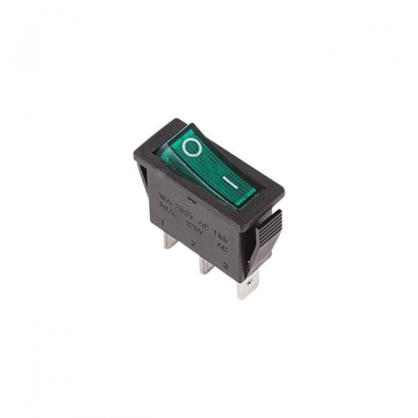 Выключатель клавишный зеленый с подсветкой 250V 15А (3с) ON-OFF RWB-404, SC-791, IRS-101-1C Rexant