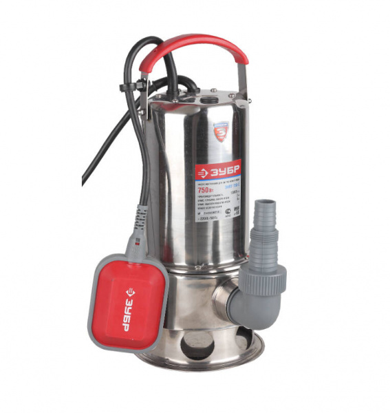 Насос погружной для грязной воды корпус из нержавеющей стали пропуск ЗНПГ-750-С Зубр